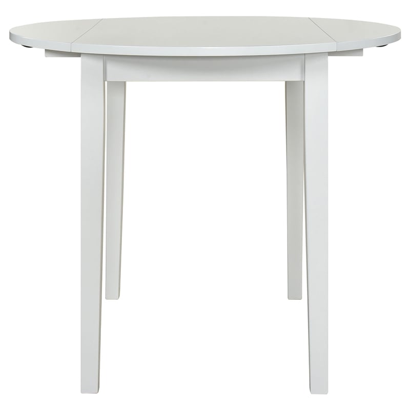 Pemberly Row 3-Piece Round Wood Drop Leaf Dining Set in White/Beige