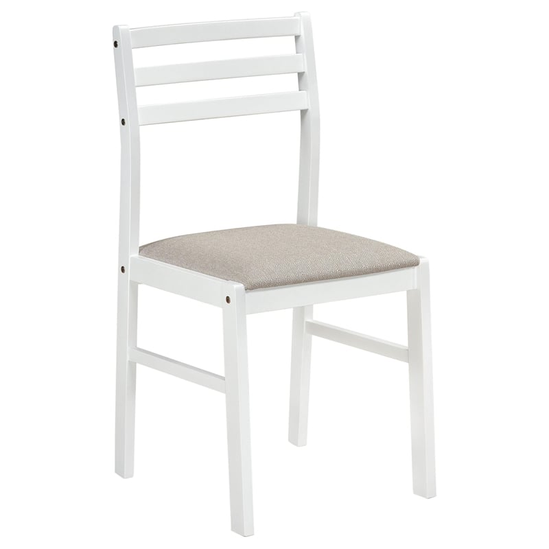 Pemberly Row 3-Piece Round Wood Drop Leaf Dining Set in White/Beige