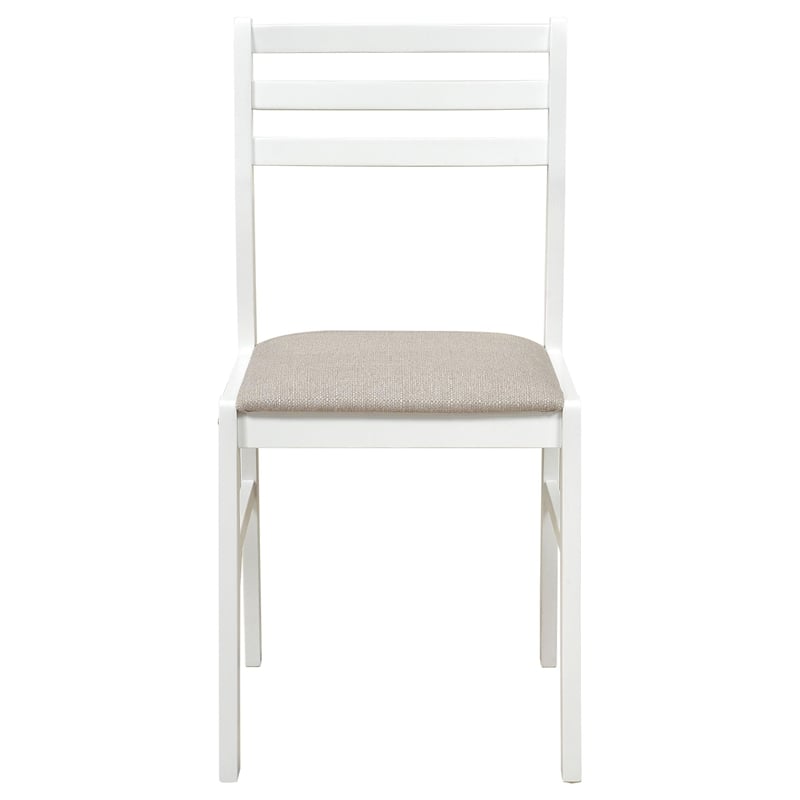 Pemberly Row 3-Piece Round Wood Drop Leaf Dining Set in White/Beige