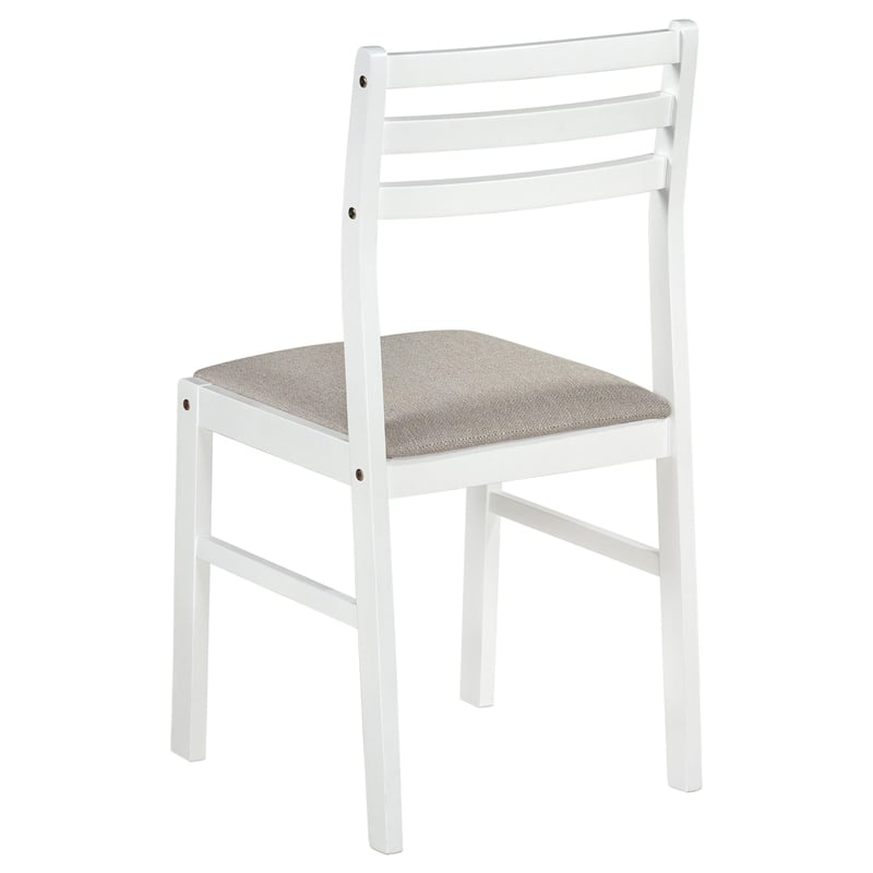 Pemberly Row 3-Piece Round Wood Drop Leaf Dining Set in White/Beige