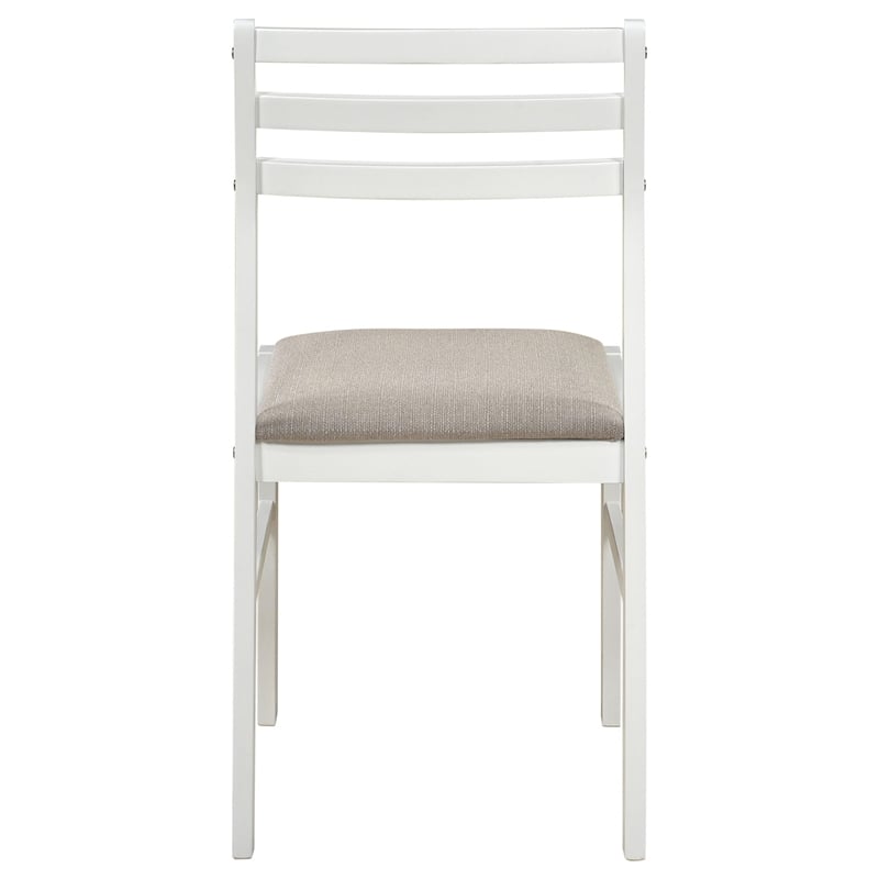 Pemberly Row 3-Piece Round Wood Drop Leaf Dining Set in White/Beige