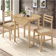 Pemberly Row 3-piece Round Drop Leaf Dining Table Set in Natural