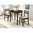 Pemberly Row 3-piece Round Drop Leaf Dining Table Set in Cappuccino
