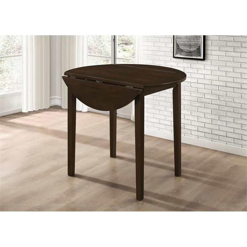 Pemberly Row 3-piece Round Drop Leaf Dining Table Set in Cappuccino