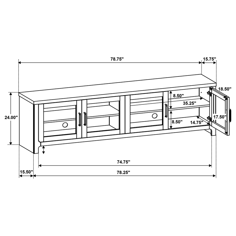 Pemberly Row 4-Door Wood TV Stand for TVs up to 85