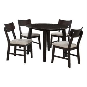 Pemberly Row 5-Piece Wood Drop Leaf Dining Set in Dark Coffee Brown