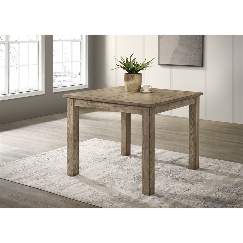 Pemberly Row Square Rubberwood Counter Height Dining Table in Vineyard Oak