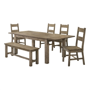 Pemberly Row 6-Piece Wood Extension Table Dining Set in Vineyard Oak