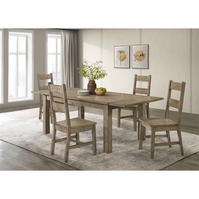 Pemberly Row 5-Piece Wood Extension Table Dining Set in Vineyard Oak