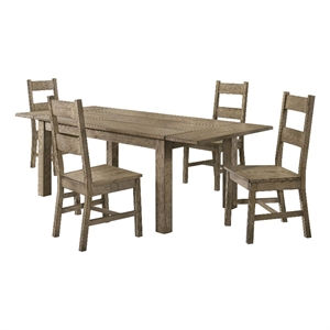Pemberly Row 5-Piece Wood Extension Table Dining Set in Vineyard Oak