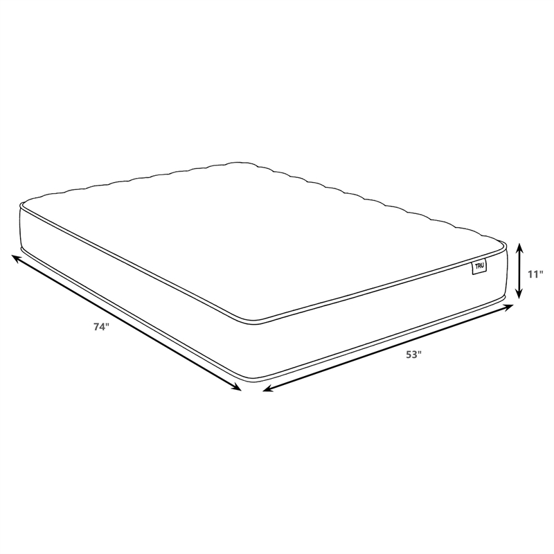 Pemberly Row Fabric Full Firm Tight Top Hybrid Mattress in White