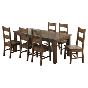Pemberly Row 7-piece Rectangular Dining Set in Rustic Golden Brown