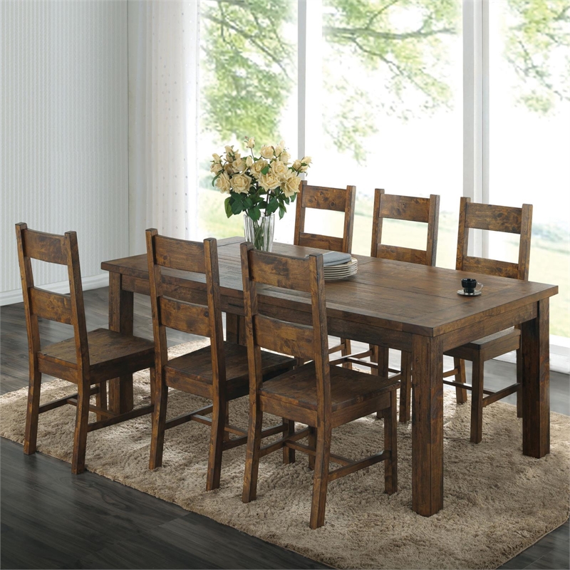Pemberly Row 7-piece Rectangular Dining Set in Rustic Golden Brown