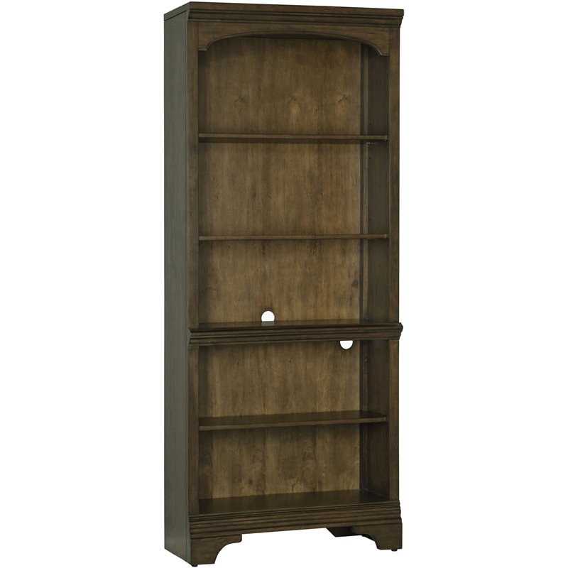 Pemberly Row 78-inch 5-shelf Arched Top Bookcase in Burnished Oak