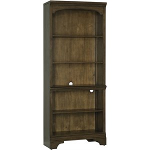 Pemberly Row 78-inch 5-shelf Arched Top Bookcase in Burnished Oak