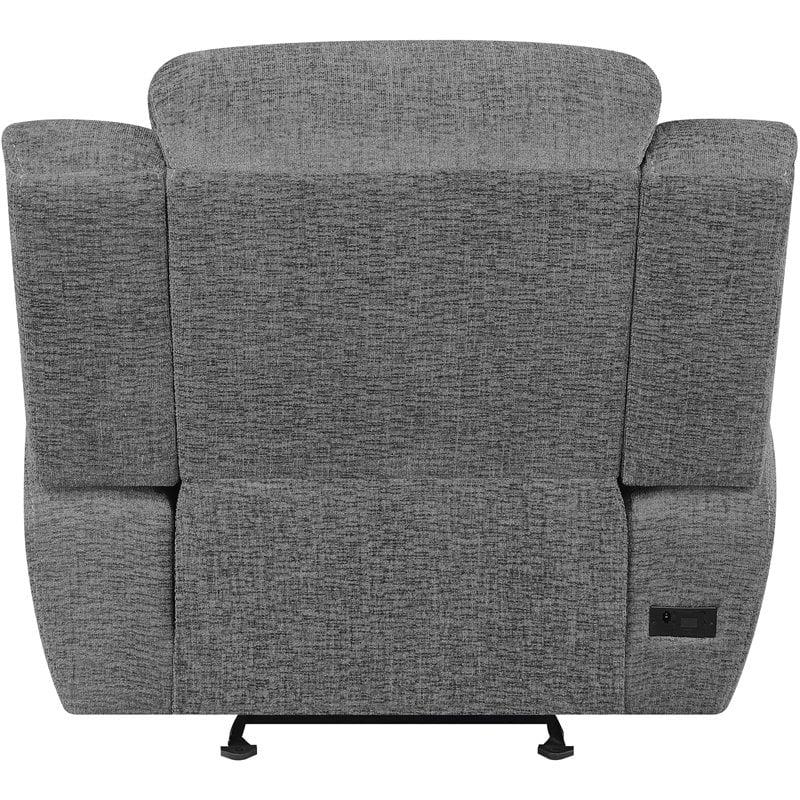 Pemberly Row Chenille Upholstered Power Glider Recliner in Charcoal