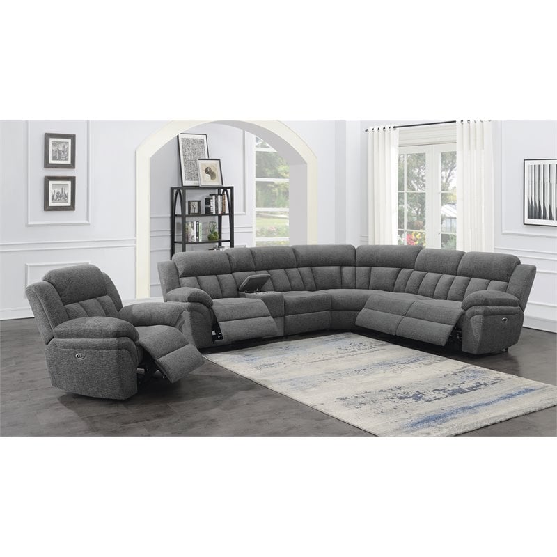 Pemberly Row Chenille Upholstered Power Glider Recliner in Charcoal