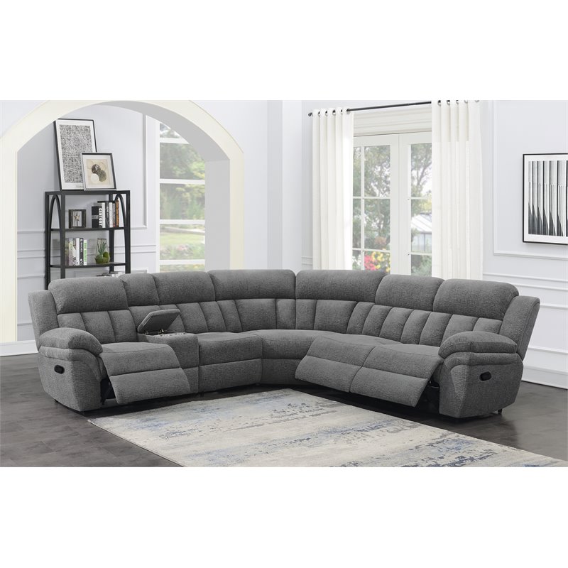 Pemberly Row 6-piece Modular Reclining Sectional Sofa in Charcoal