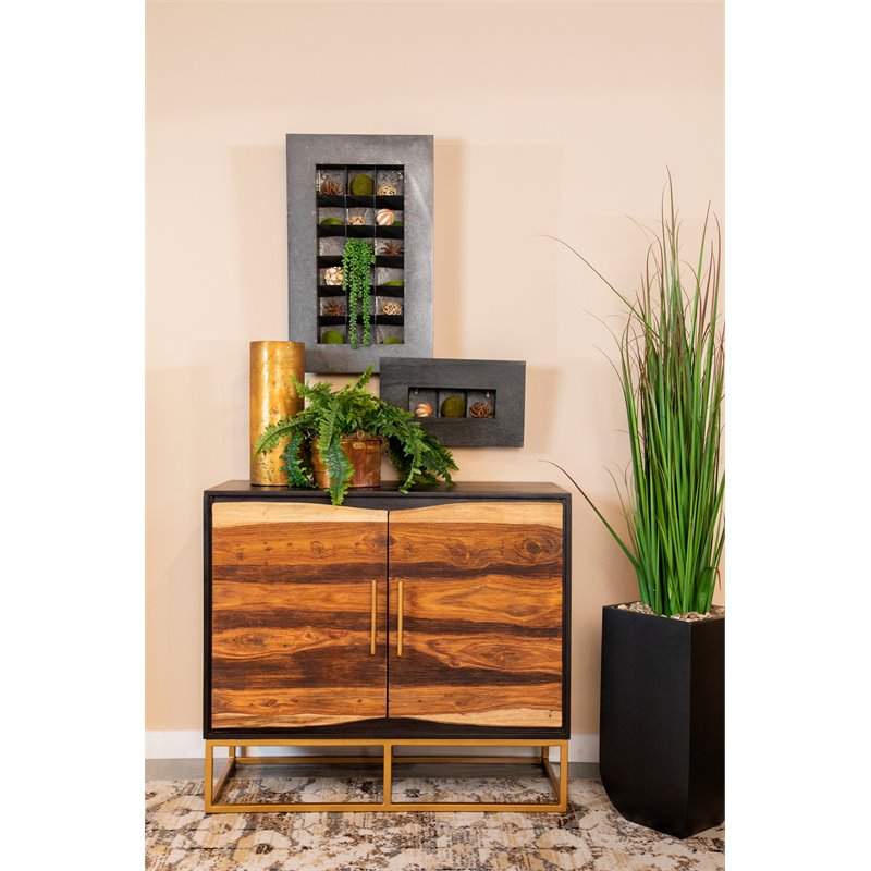 Pemberly Row 2-door 40-inch Wood Accent Storage Cabinet in Black Walnut
