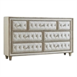 Pemberly Row 7-drawer Tufted Upholstered Dresser in Ivory and Camel