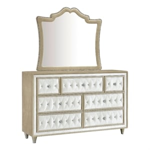 Pemberly Row 7-drawer Upholstered Dresser with Mirror in Ivory