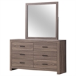 Pemberly Row 6-drawer Engineered Wood Dresser with Mirror in Barrel Oak