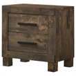 Pemberly Row 2-drawer Solid Hardwood Nightstand in Rustic Golden Brown