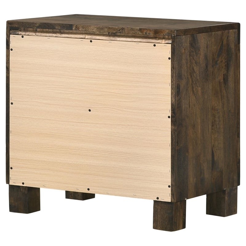 Pemberly Row 2-drawer Solid Hardwood Nightstand in Rustic Golden Brown