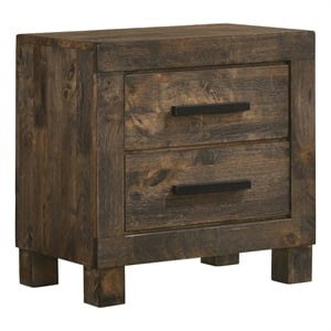 Pemberly Row 2-drawer Solid Hardwood Nightstand in Rustic Golden Brown