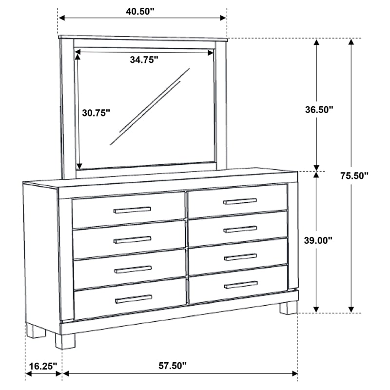 Pemberly Row 8-drawer Dresser with Mirror in Rustic Golden Brown