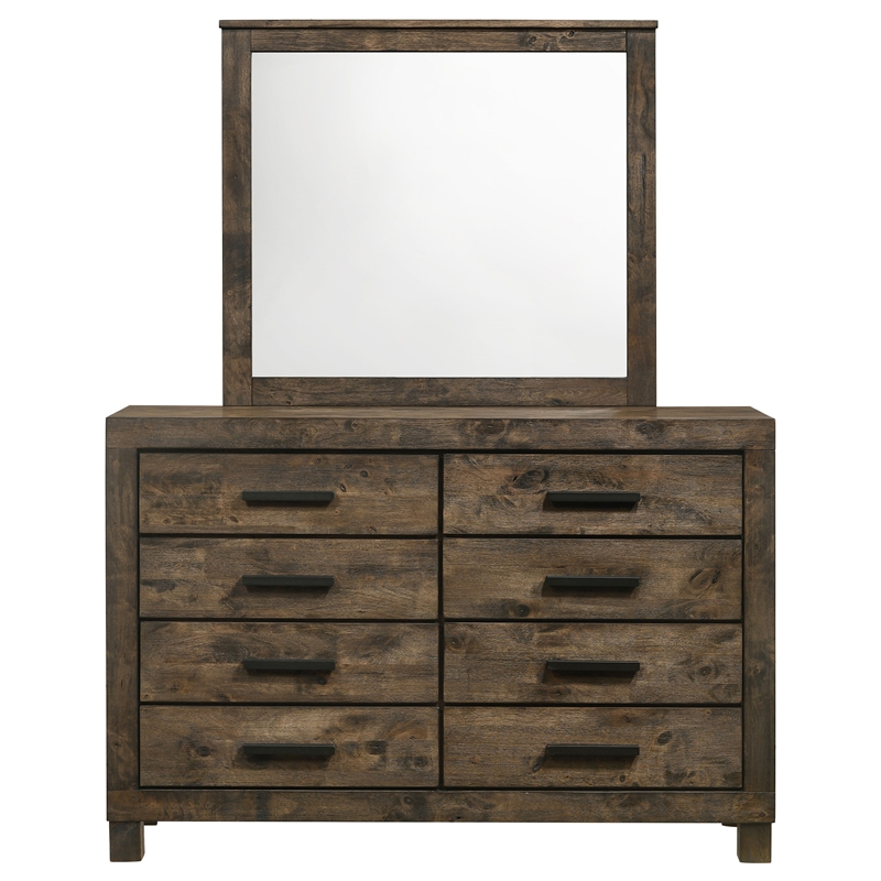 Pemberly Row 8-drawer Dresser with Mirror in Rustic Golden Brown