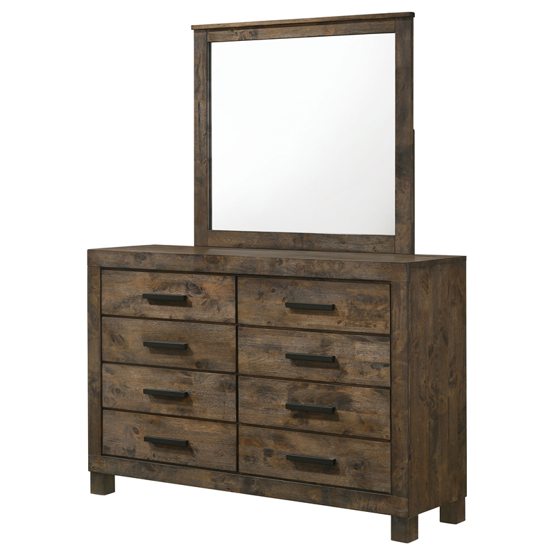 Pemberly Row 8-drawer Dresser with Mirror in Rustic Golden Brown