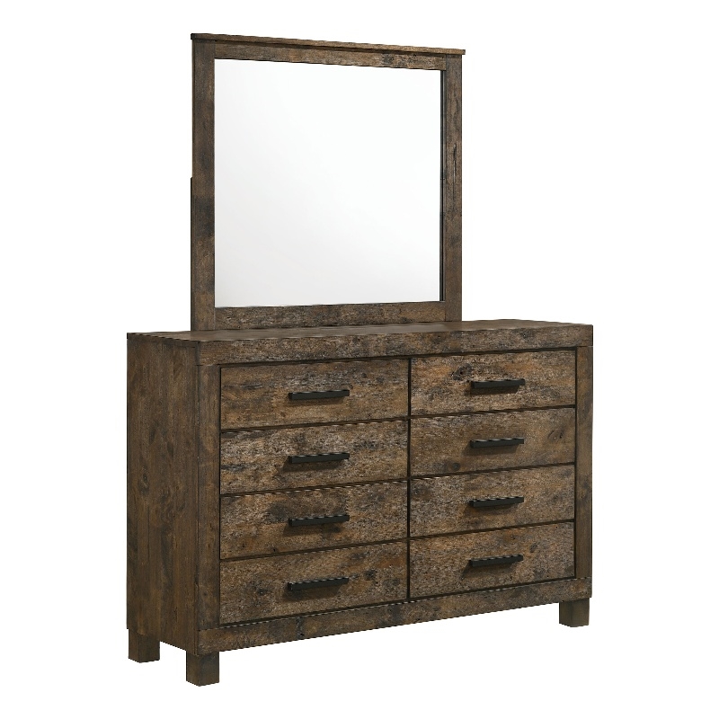 Pemberly Row 8-drawer Dresser with Mirror in Rustic Golden Brown