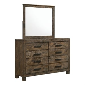 Pemberly Row 8-drawer Dresser with Mirror in Rustic Golden Brown