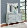 Pemberly Row 6-drawer Fretwork Dresser with Mirror in Silver Metallic