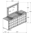 Pemberly Row 6-drawer Fretwork Dresser with Mirror in Silver Metallic