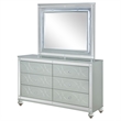 Pemberly Row 6-drawer Fretwork Dresser with Mirror in Silver Metallic