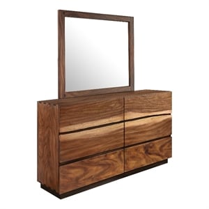 Pemberly Row 6-drawer Dresser with Mirror Set in Smokey Walnut