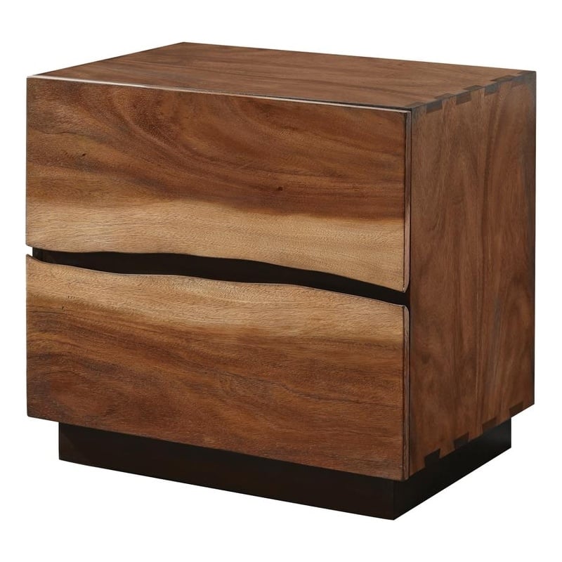 Pemberly Row 2-drawer Solid Mahogany Nightstand in Smokey Walnut
