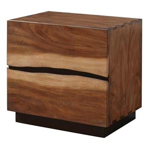 Pemberly Row 2-drawer Solid Mahogany Nightstand in Smokey Walnut