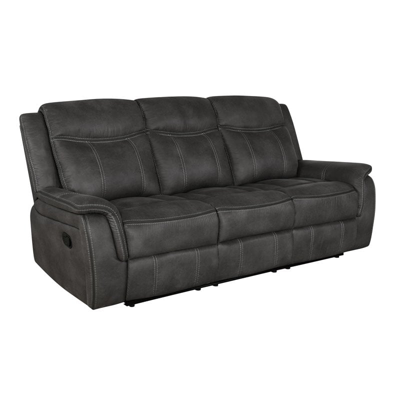 Pemberly Row 2-piece Upholstered Reclining Sofa Set in Charcoal