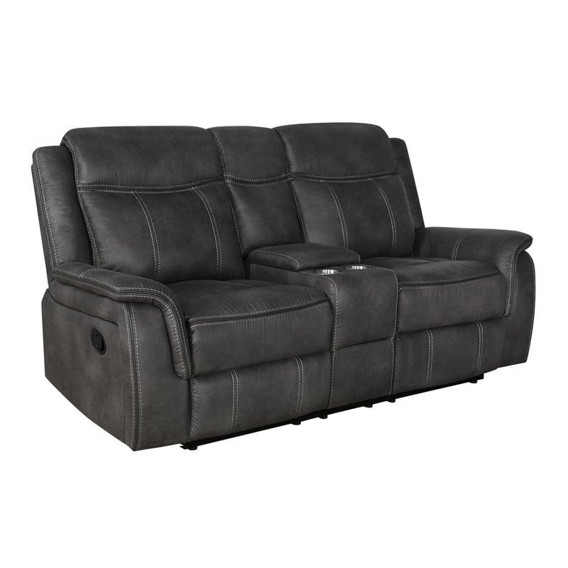 Pemberly Row 2-piece Upholstered Reclining Sofa Set in Charcoal