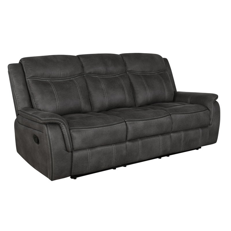 Pemberly Row 3-piece Upholstered Reclining Sofa Set in Charcoal