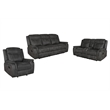 Pemberly Row 3-piece Upholstered Reclining Sofa Set in Charcoal