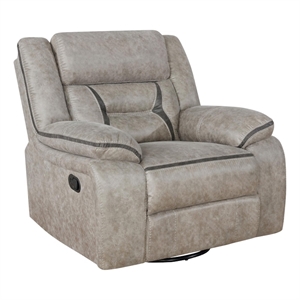 Pemberly Row Upholstered Swivel Glider Recliner Chair in Taupe