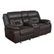 Pemberly Row Upholstered Motion Reclining Glider Loveseat in Brown