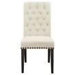 Pemberly Row Set of 2 Fabric Upholstered Dining Side Chairs in Beige
