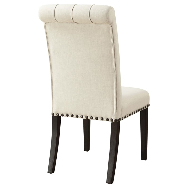 Pemberly Row Set of 2 Fabric Upholstered Dining Side Chairs in Beige
