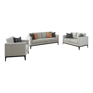 Pemberly Row 3-piece Upholstered Track Arm Sofa Set in Light Grey