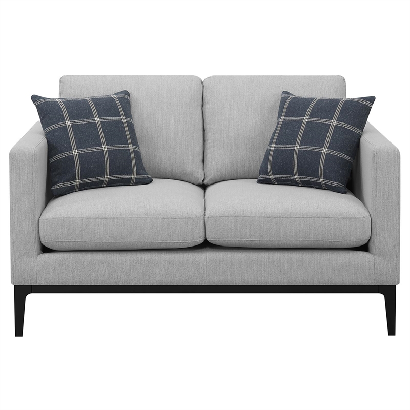 Pemberly Row 3-piece Upholstered Track Arm Sofa Set in Light Grey